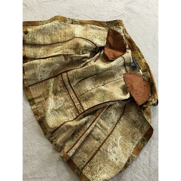 Vintage Silkland Women’s Large 100% Silk Button Up Shirt Big Cats Tiger Leopard - Picture 4 of 6